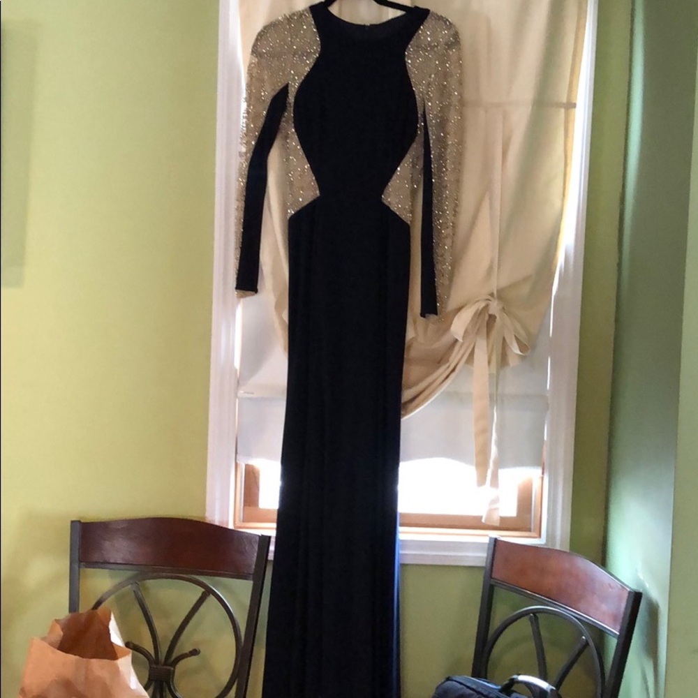Navy Blue Gown with Gold accents— Size 4